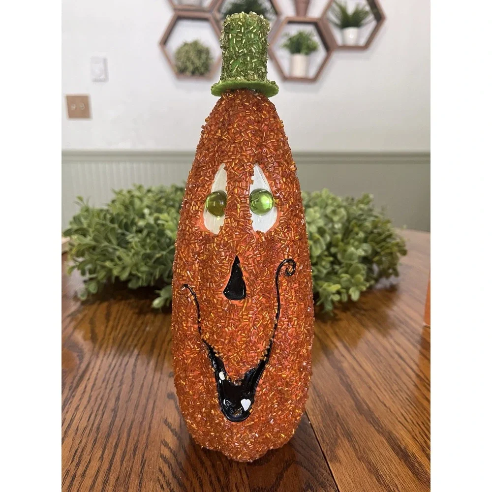 The Cracker Barrel Masquerade Party Collection Beaded Orange Pumpkin